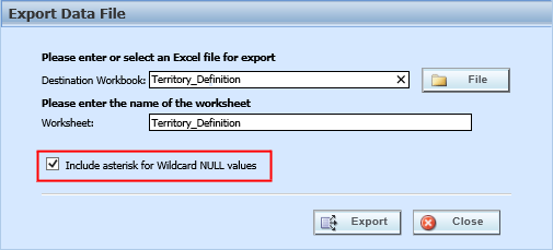 Export Data Including Wildcard Null Values